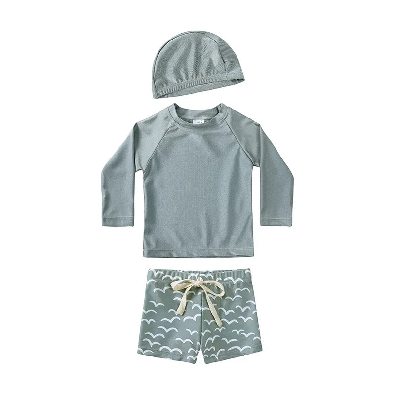 ! Jongens UV Zwemset met Lange Mouwen – Kinder Surf Badpak met Hoed & Strandshort