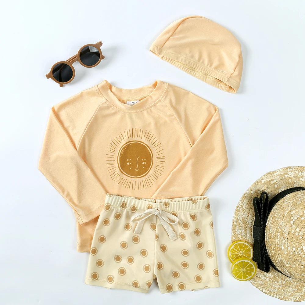 ! Jongens UV Zwemset met Lange Mouwen – Kinder Surf Badpak met Hoed & Strandshort